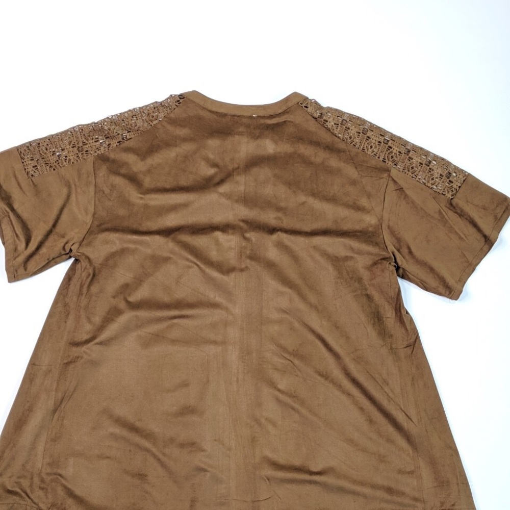 Umgee Soft Faux Suede Fringe Western Top Medium - Picture 3 of 8